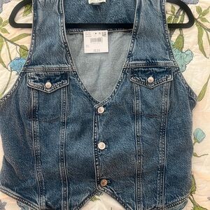 American Eagle Denim Button-Up Vest